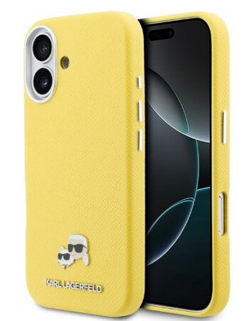 Karl Lagerfeld Калъф Apple iPhone 17, PU K/C Heads Pins MagSafe /жълт/ - KLHMP17S6PFKCLY