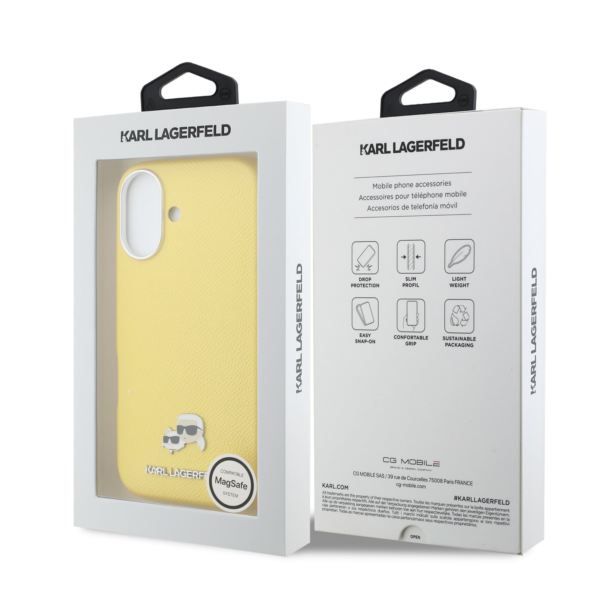 Karl Lagerfeld Калъф Apple iPhone 17, PU K/C Heads Pins MagSafe /жълт/ - KLHMP17S6PFKCLY – снимка 2