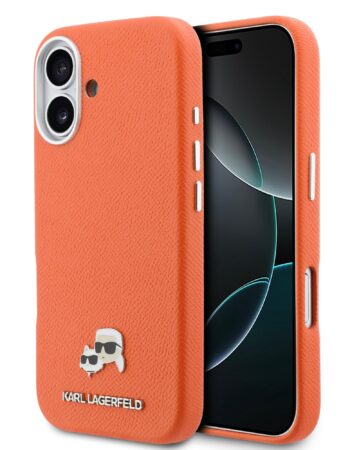 Karl Lagerfeld Калъф Apple iPhone 17, PU K/C Heads Pins MagSafe /оранжев/ - KLHMP17S6PFKCLO