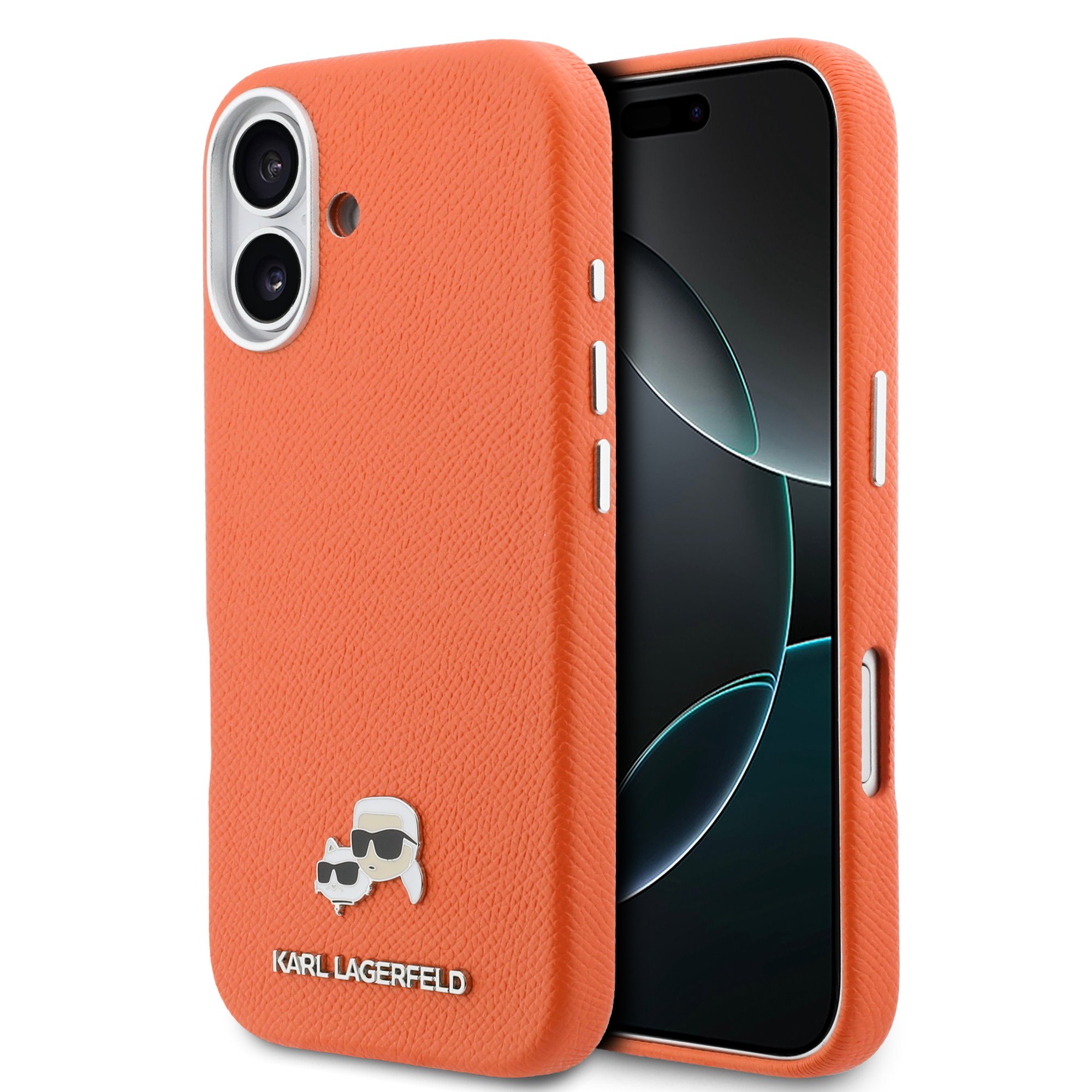 Karl Lagerfeld Калъф Apple iPhone 17, PU K/C Heads Pins MagSafe /оранжев/ - KLHMP17S6PFKCLO