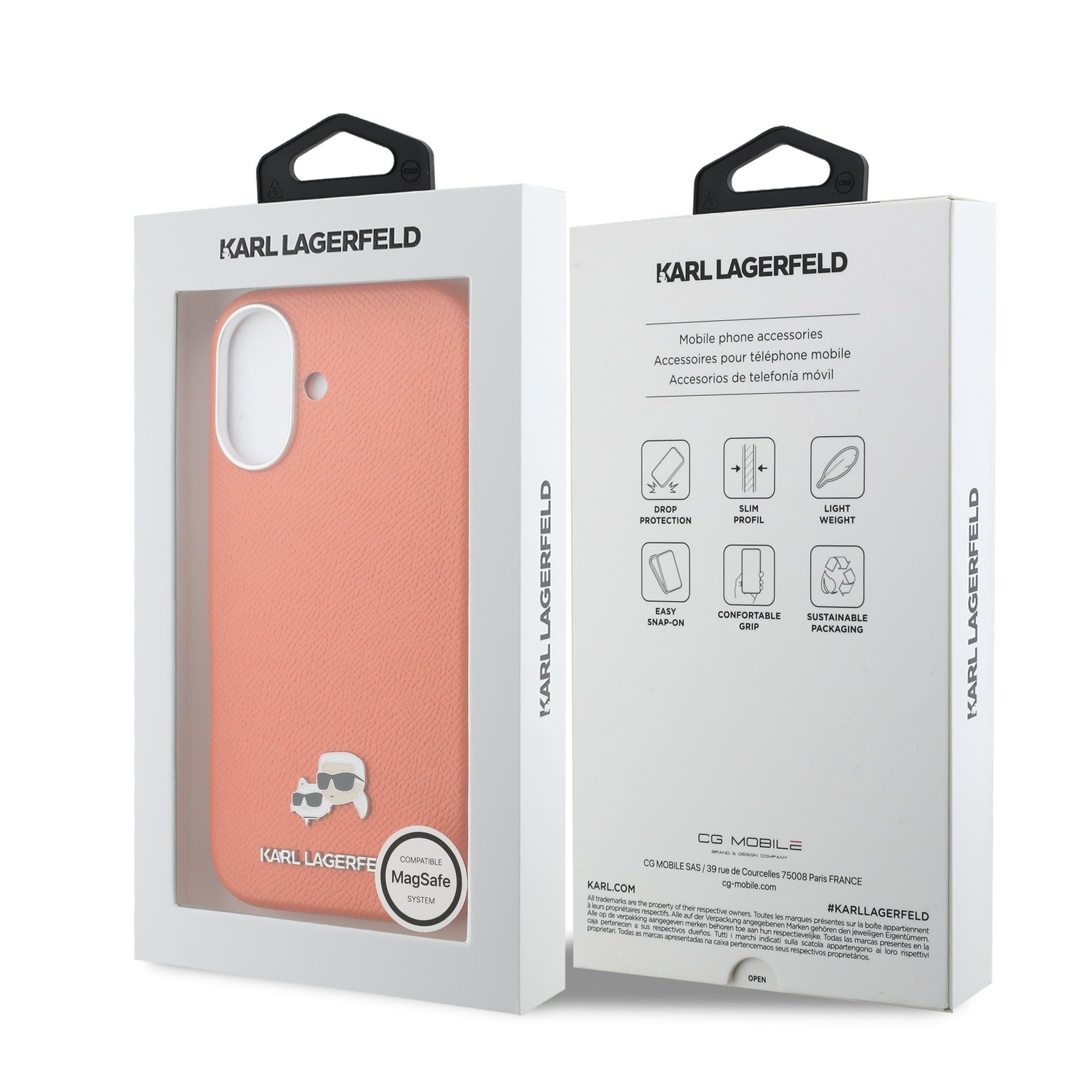 Karl Lagerfeld Калъф Apple iPhone 17, PU K/C Heads Pins MagSafe /оранжев/ - KLHMP17S6PFKCLO – снимка 2