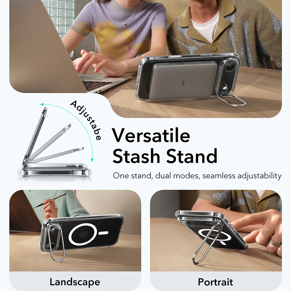 ESR Калъф Classic Hybrid iPhone 17 Air, MagSafe + Camera control cover + стойка /прозрачен/ – снимка 3