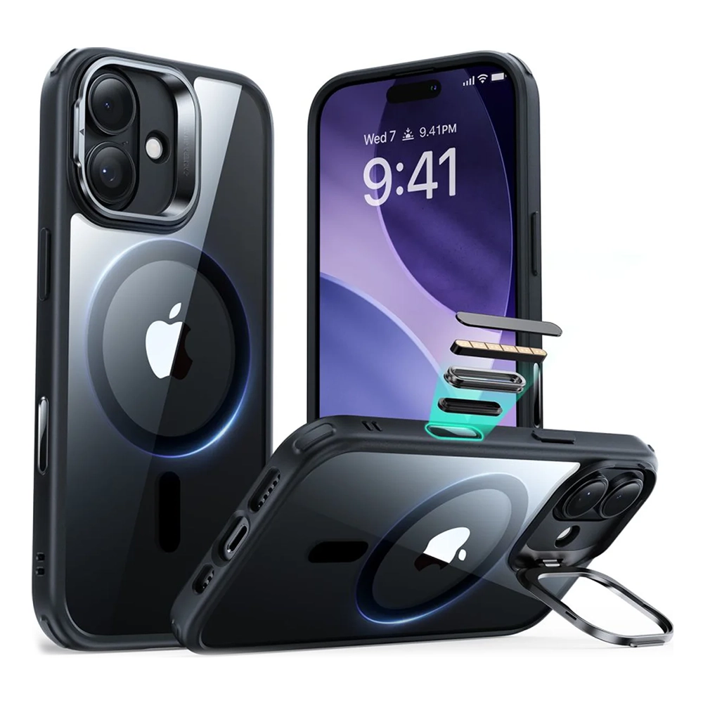 ESR Калъф Classic Hybrid iPhone 17, MagSafe + Camera control cover + стойка /черен/