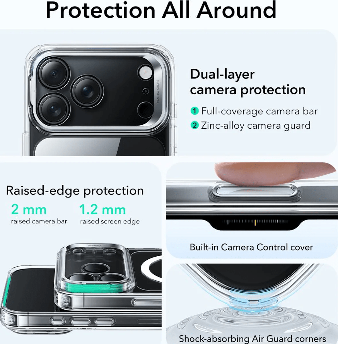 ESR Калъф Classic Hybrid iPhone 17 Pro Max, MagSafe + Camera control cover + стойка /прозрачен/ – снимка 2