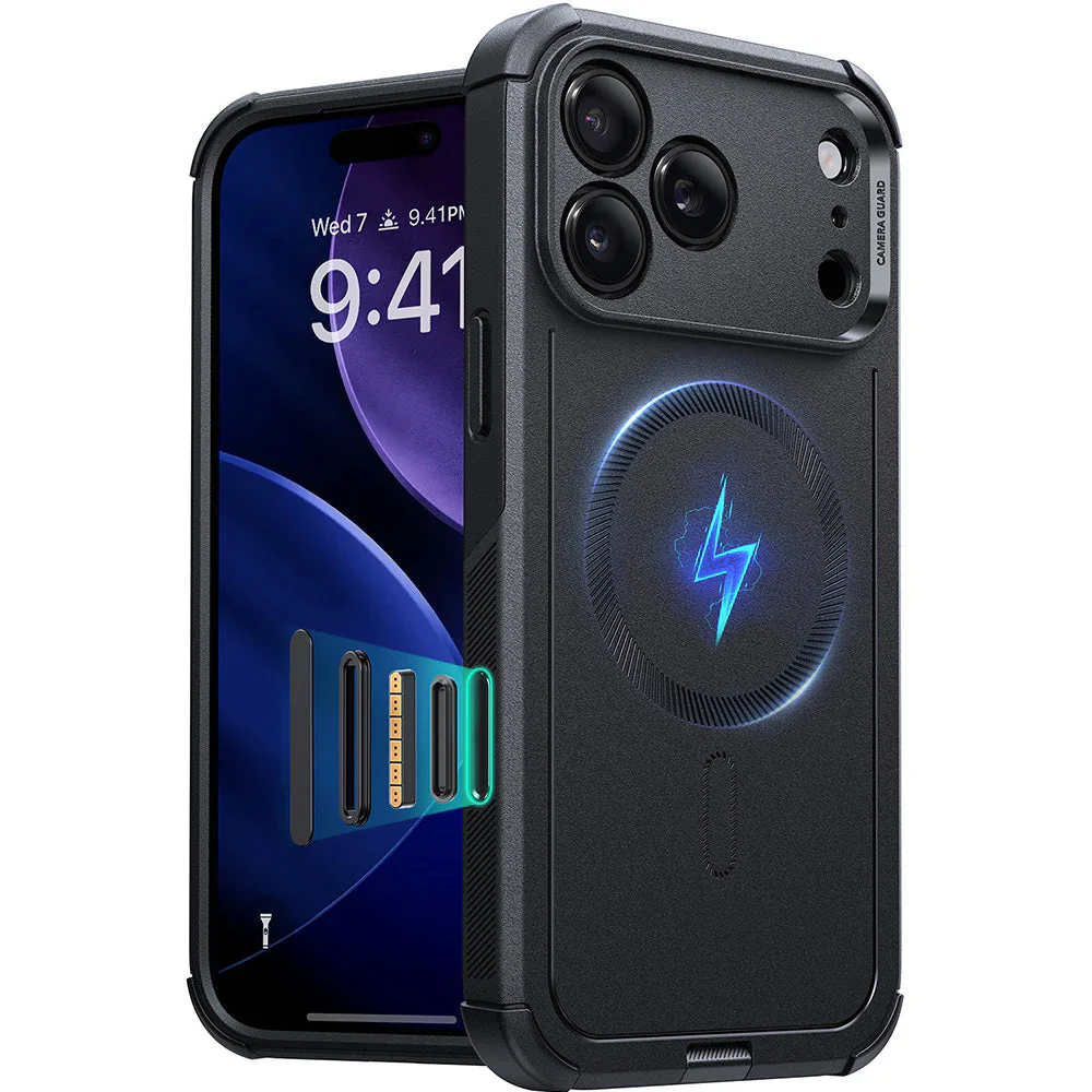 ESR Калъф Cyber Tough Armor iPhone 17 Pro, MagSafe + Camera Control /черен/ Amazon pack