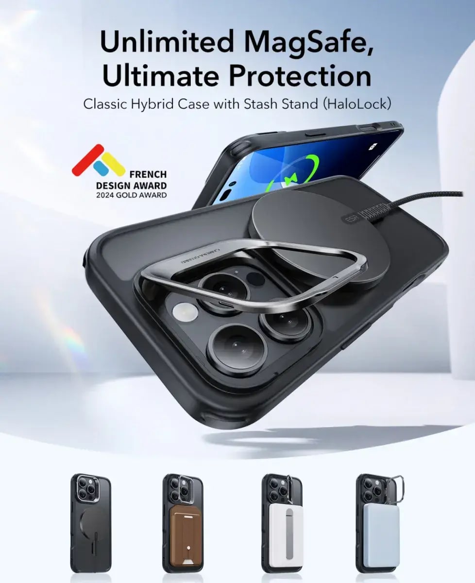 ESR Калъф Classic Hybrid iPhone 16 Pro, MagSafe + Camera contrоl cover /стойка /черен/ – снимка 2