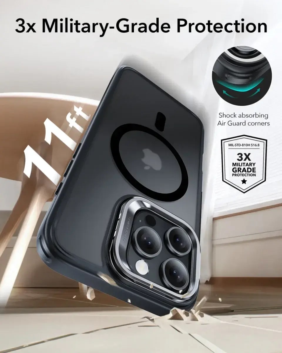 ESR Калъф Classic Hybrid iPhone 16 Pro, MagSafe + Camera contrоl cover /стойка /черен/ – снимка 3