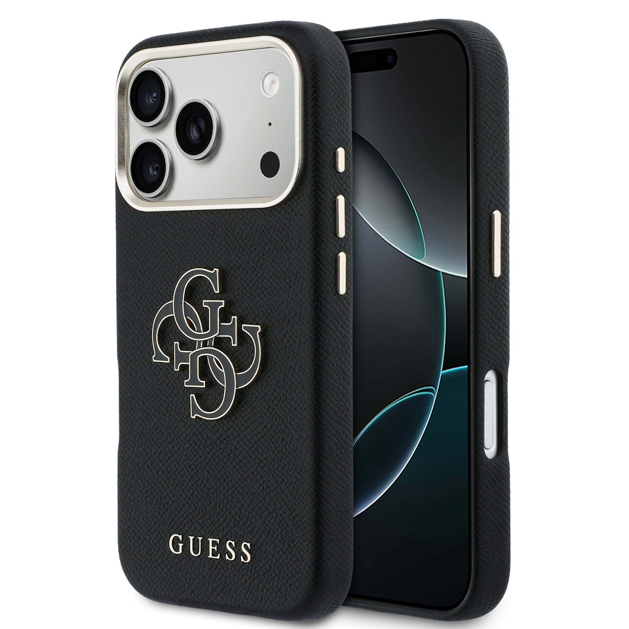GUESS Калъф Apple iPhone 17 Pro, PU 4G Resin Metal Logo /черен/ - GUHCP17L5PS4RGGK