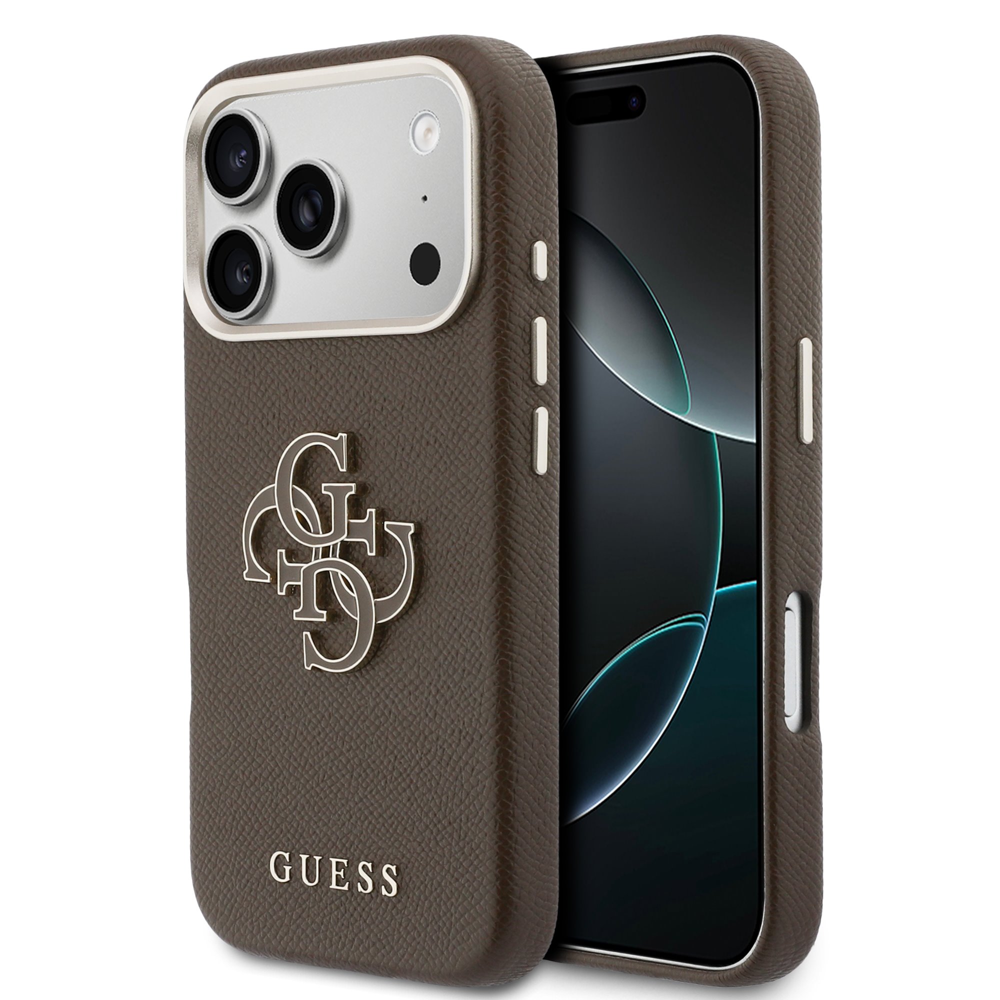 GUESS Калъф Apple iPhone 17 Pro Max, PU 4G Resin Metal Logo /кафяв/ - GUHCP17X5PS4RGGW