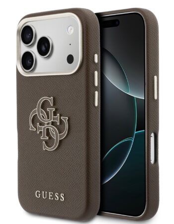 GUESS Калъф Apple iPhone 17 Pro, PU 4G Resin Metal Logo /кафяв/ - GUHCP17L5PS4RGGW