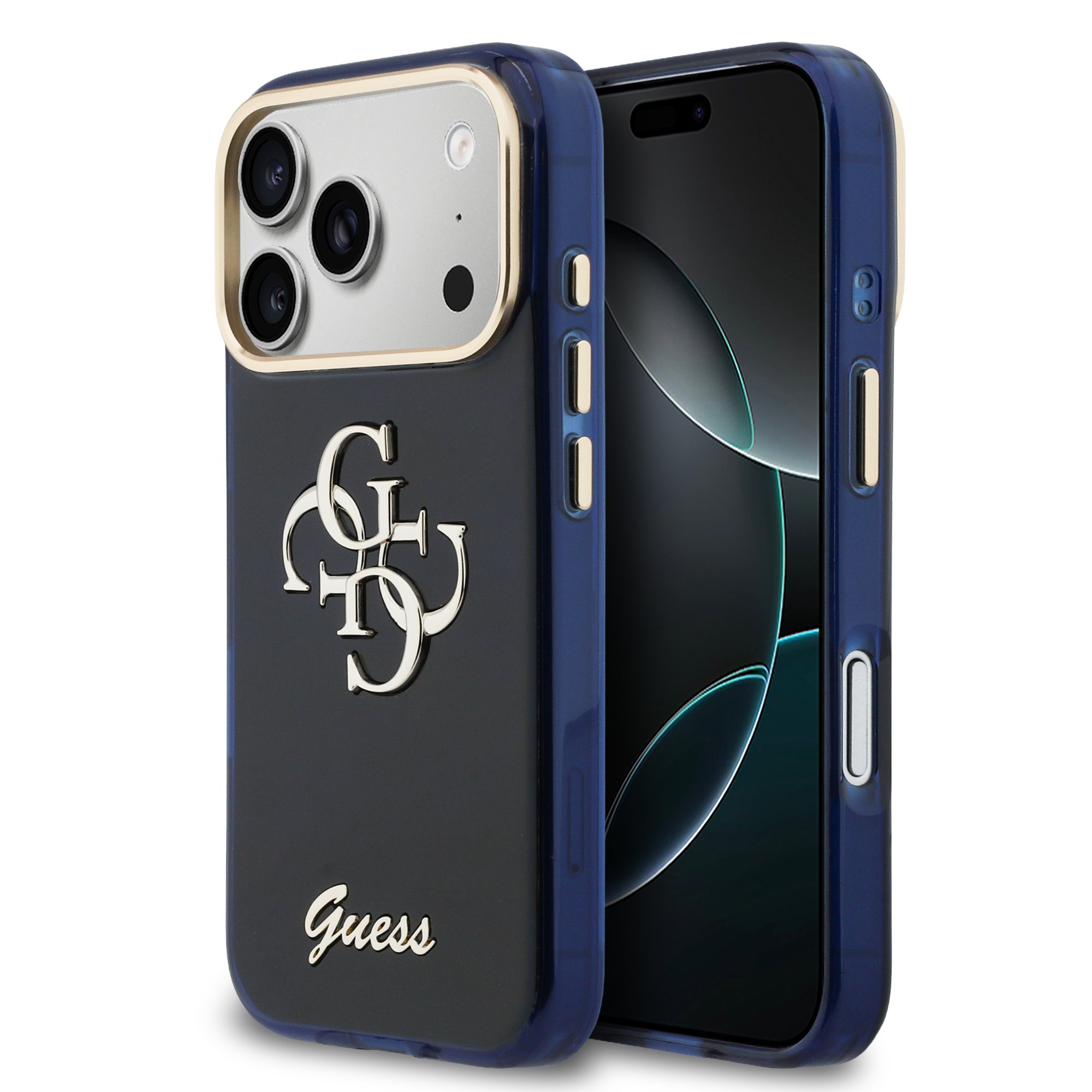 GUESS Калъф Apple iPhone 17 Pro, IML 4G Script Metal Logo /син/ - GUHCP17L5HC4MLSB