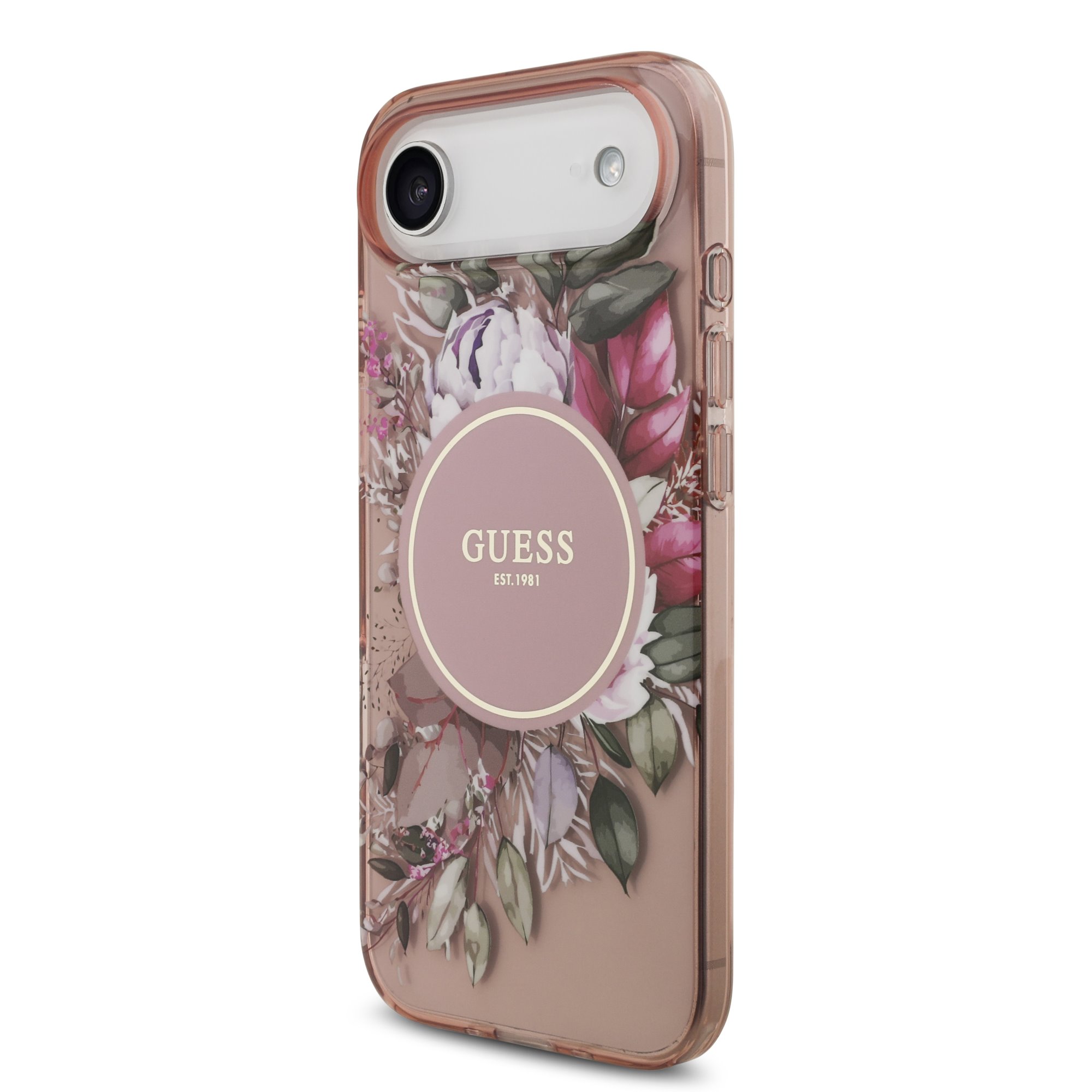 GUESS Калъф Apple iPhone 17 Air, IML Flowers Allover MagSafe + Wrist Strap, розов - GUHMP17MHFWBRCESP – снимка 2