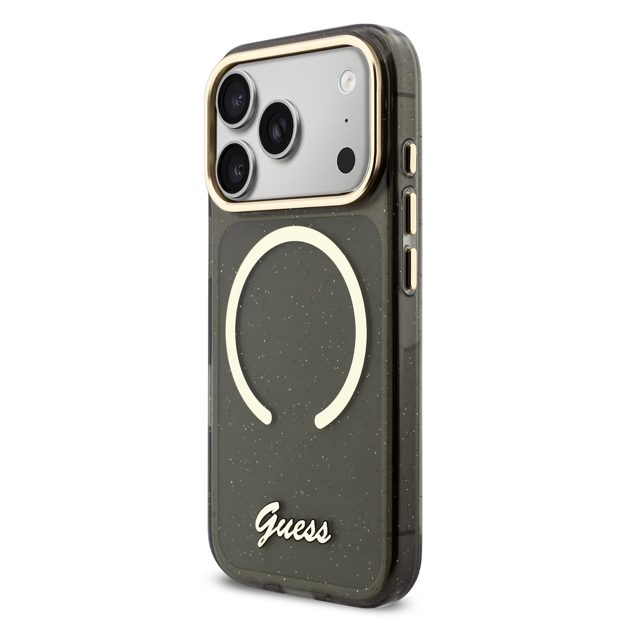 GUESS Калъф Apple iPhone 17 Pro Max, Glitter Script Strap MagSafe + Wrist strap /черен /- GUHMP17X5HTGSMSK – снимка 3