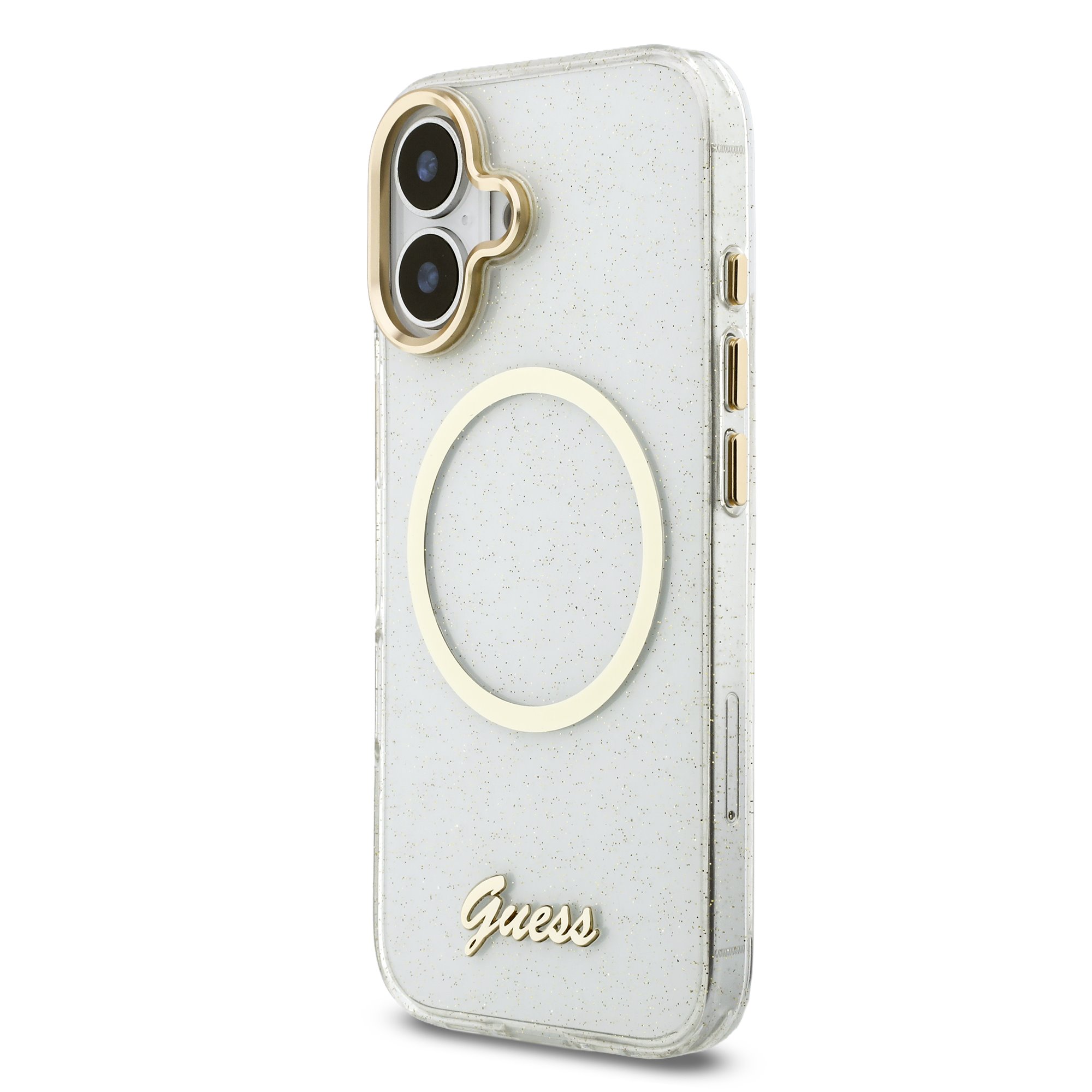 GUESS Калъф Apple iPhone 17, Glitter Script Strap MagSafe + Wrist strap /прозрачен/- GUHMP17S5HTGSMSH – снимка 3