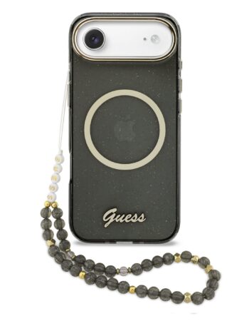 GUESS Калъф Apple iPhone 17 Air, Glitter Script Strap MagSafe + Wrist strap /черен/- GUHMP17M5HTGSMSK