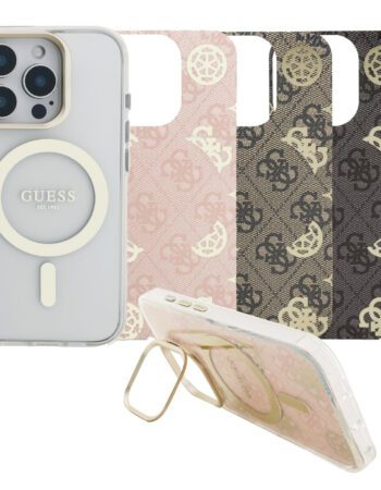 GUESS Калъф Apple iPhone 16 Pro Max, PC/TPU Electroplated Stand Camera Frame MagSafe + 3 Backgrounds - GUBPSBHMP16XF4P05