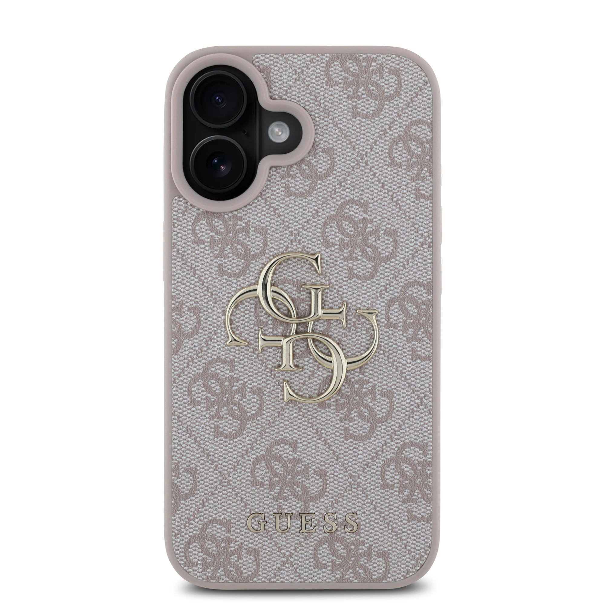 GUESS Калъф Apple iPhone 16, PU Grained 4G Metal Logo, розов - GUHCP16SPGT4MBP – снимка 2