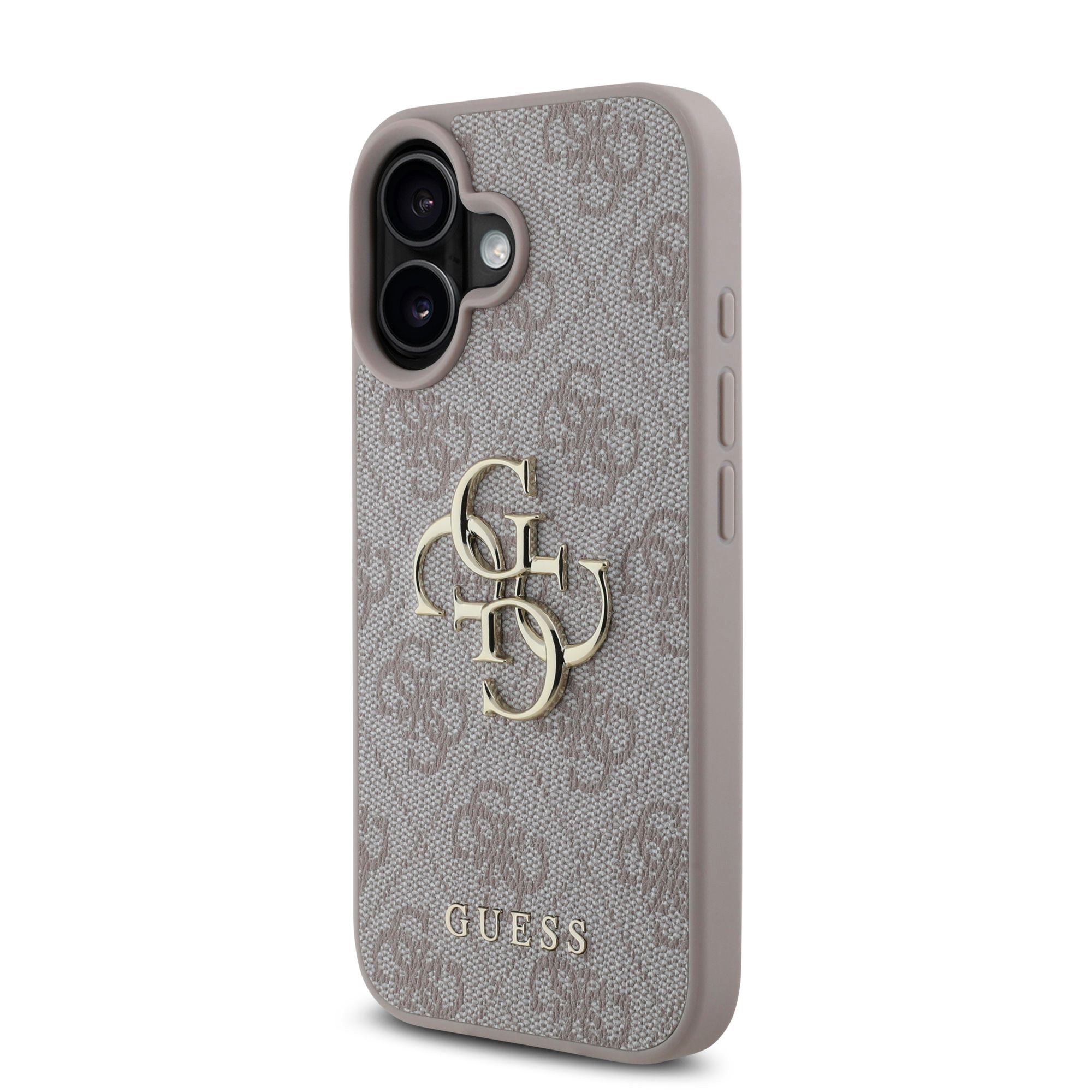 GUESS Калъф Apple iPhone 16, PU Grained 4G Metal Logo, розов - GUHCP16SPGT4MBP – снимка 3