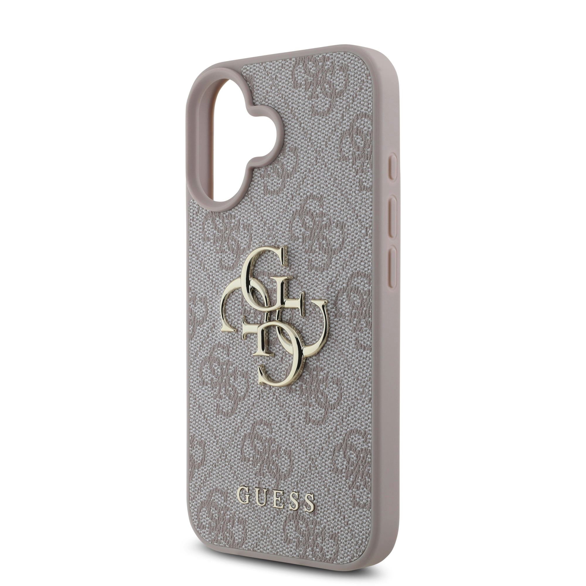 GUESS Калъф Apple iPhone 16, PU Grained 4G Metal Logo, розов - GUHCP16SPGT4MBP – снимка 4