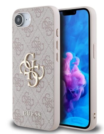 GUESS Калъф Apple iPhone 16e/17e, PU 4G Metal Logo, розов - GUHCPSE44GMGPI