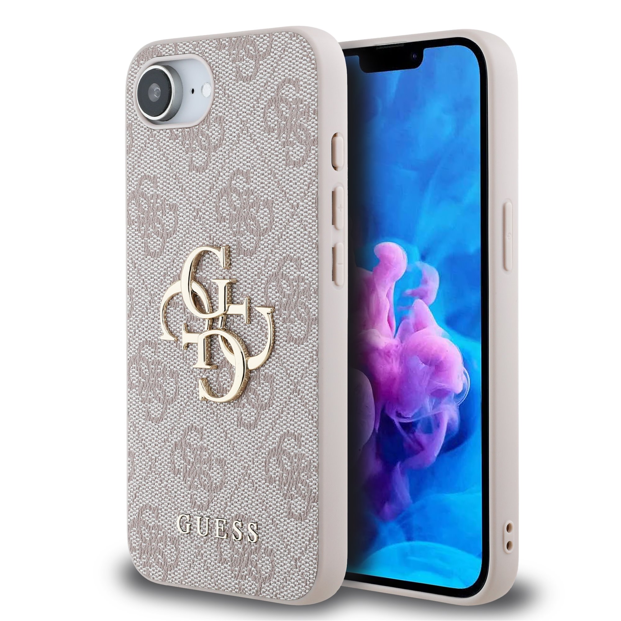 GUESS Калъф Apple iPhone 16e/17e, PU 4G Metal Logo, розов - GUHCPSE44GMGPI