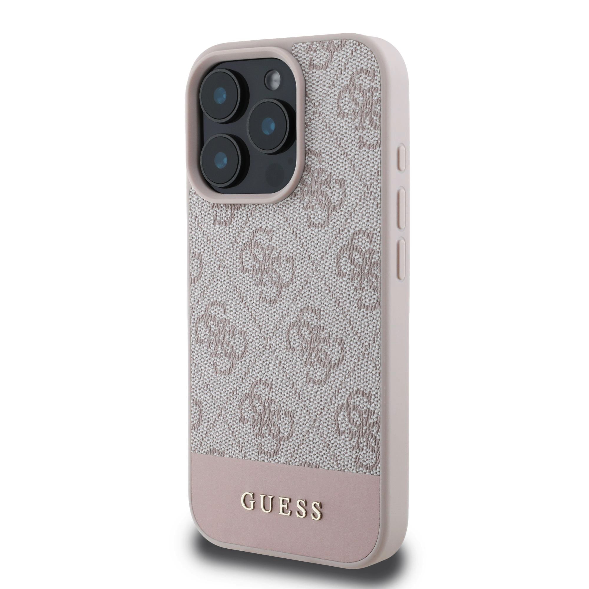 GUESS Калъф Apple iPhone 16 Pro Max, PU 4G Stripe, розов - GUHCP16XG4GLPI – снимка 2