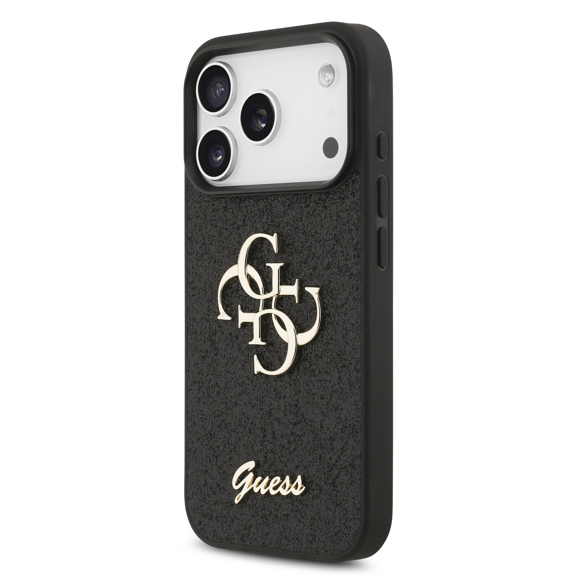 GUESS Калъф Apple iPhone 17 Pro, PU Fixed Glitter 4G Metal Logo, черен - GUHCP17LHG4SGK – снимка 2