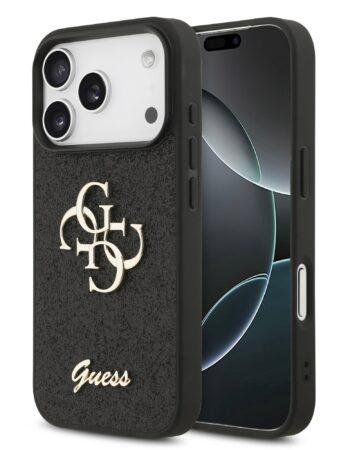 GUESS Калъф Apple iPhone 17 Pro, PU Fixed Glitter 4G Metal Logo, черен - GUHCP17LHG4SGK