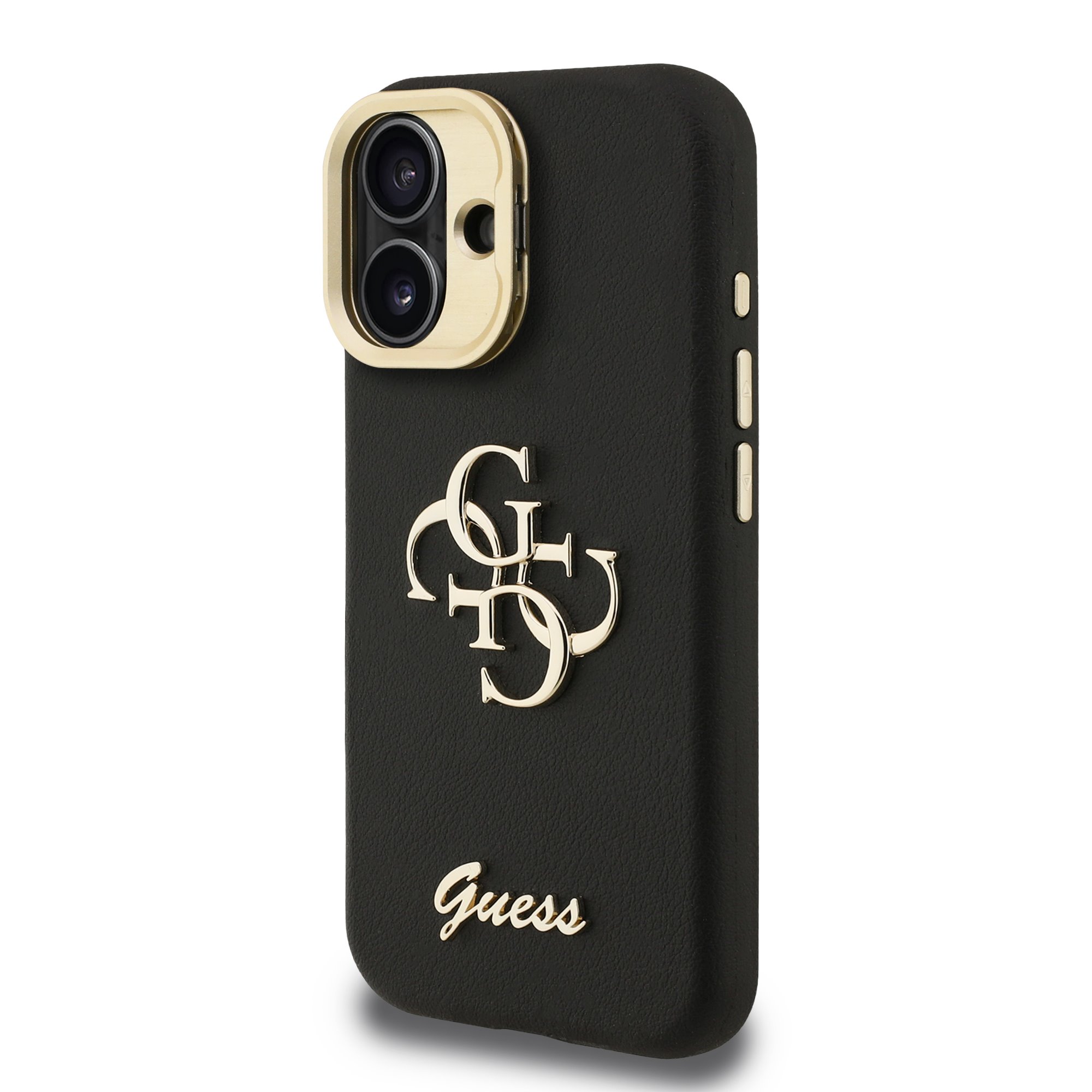 GUESS Калъф Apple iPhone 16, PU Grained 4G Logo Stand Camera Frame, черен - GUHCP16SPCS4GSK – снимка 2