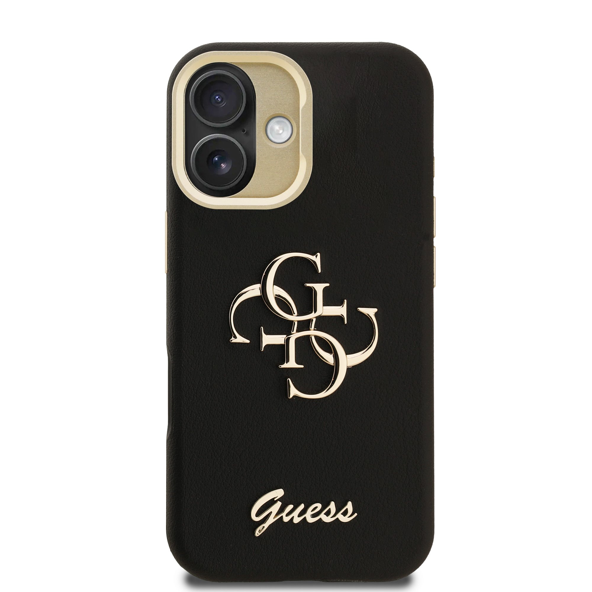 GUESS Калъф Apple iPhone 16, PU Grained 4G Logo Stand Camera Frame, черен - GUHCP16SPCS4GSK – снимка 3