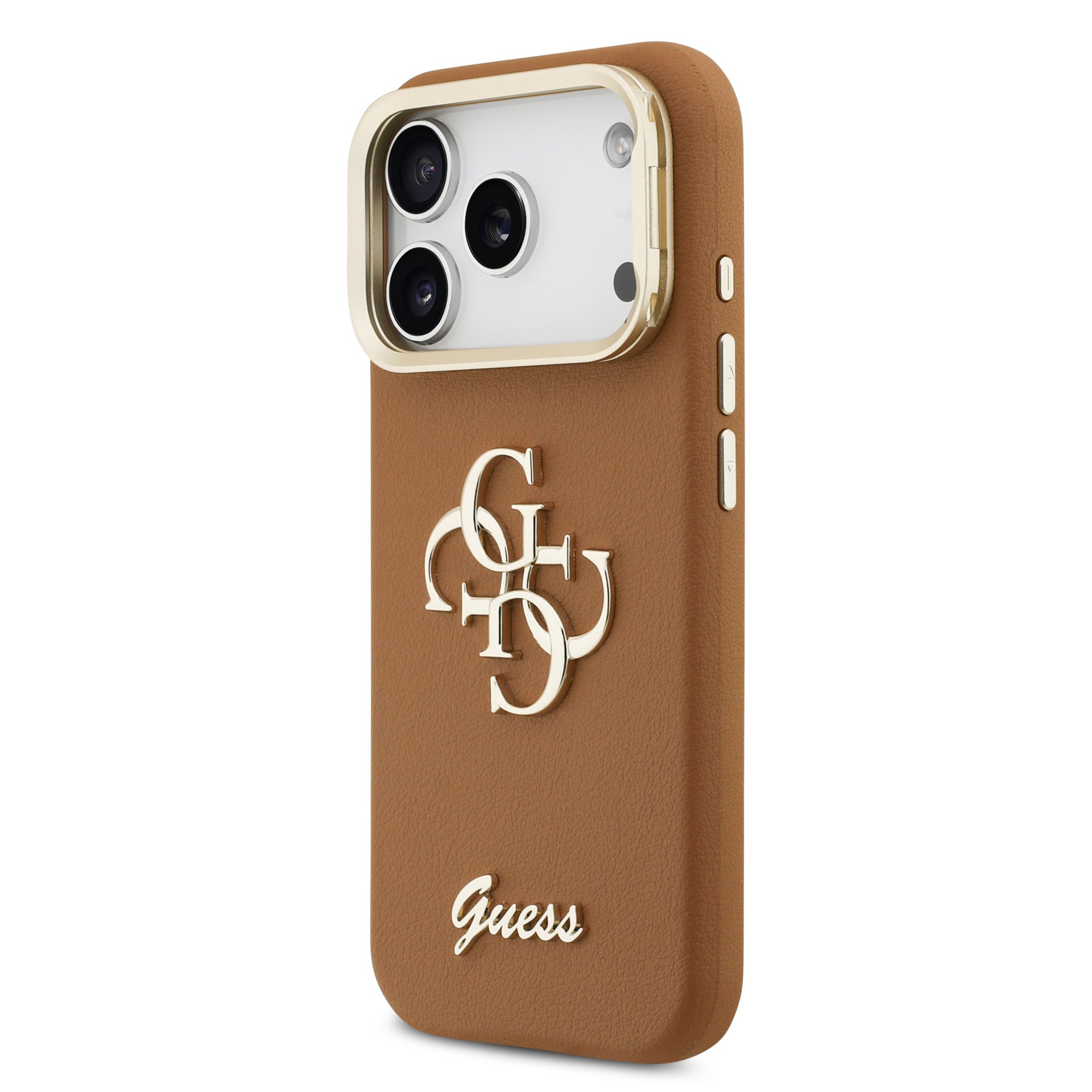GUESS Калъф Apple iPhone 17 Pro, PU Grained 4G Logo Stand Camera Frame, кафяв - GUHCP17LPCS4GSW – снимка 2