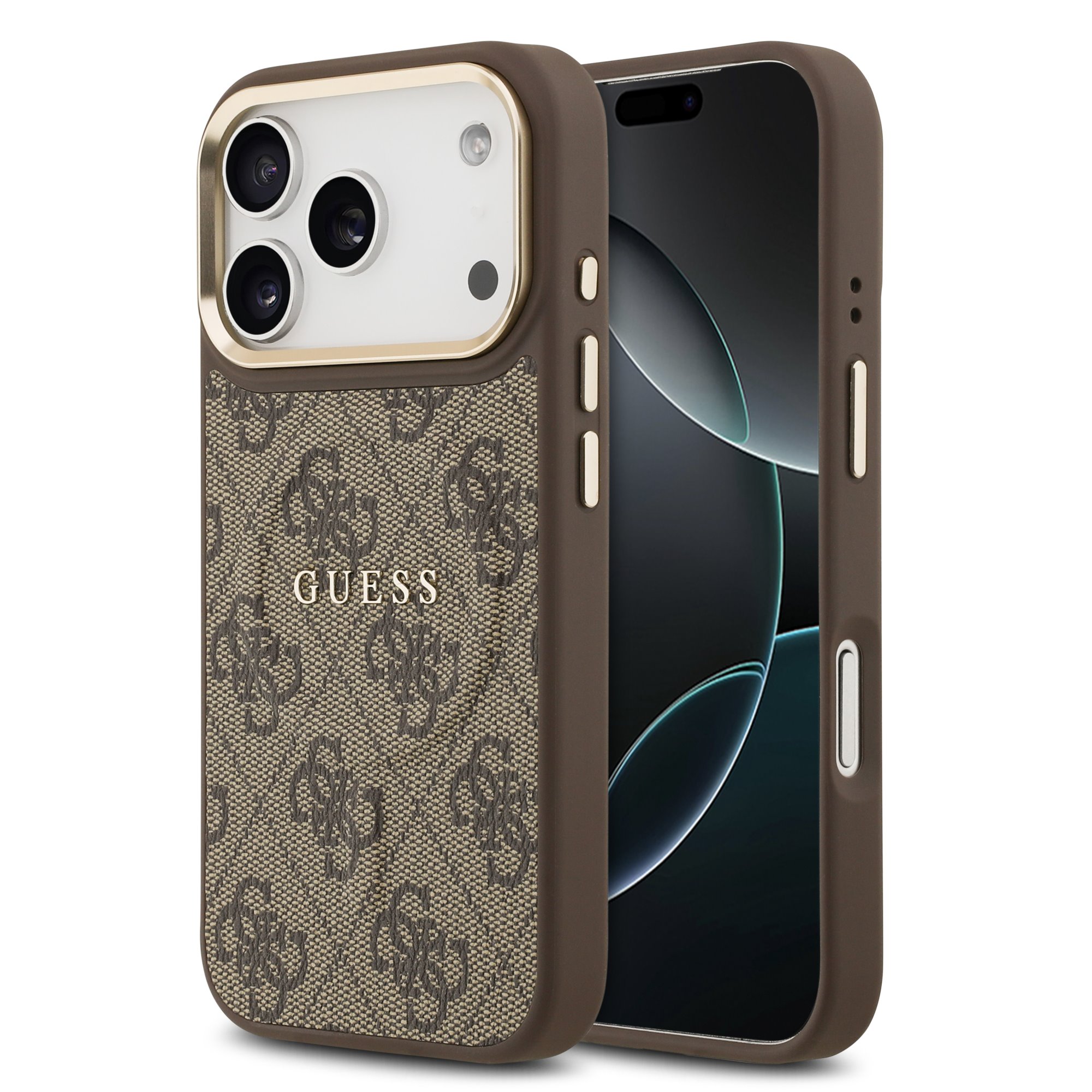 GUESS Калъф Apple iPhone 17 Pro, PU Leather 4G Gold Frame MagSafe, кафяв - GUHMP17LP4MSEGCW – снимка 2