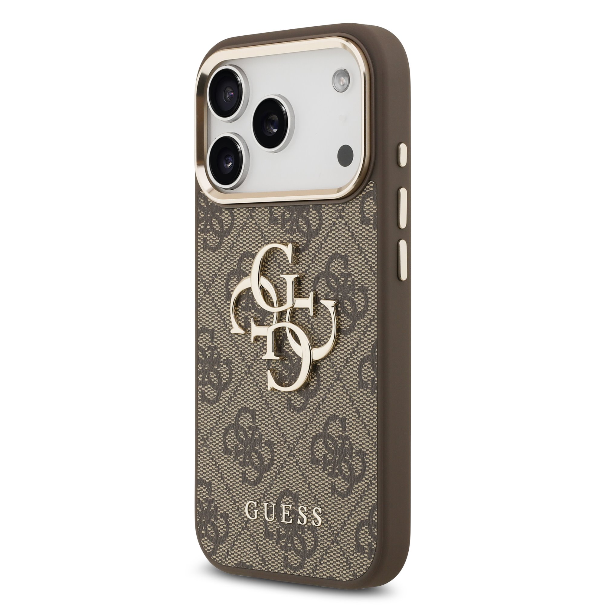 GUESS Калъф Apple iPhone 17 Pro, PU Leather 4G Metal Logo Gold Frame, кафяв - GUHCP17L4GMGCBR – снимка 2