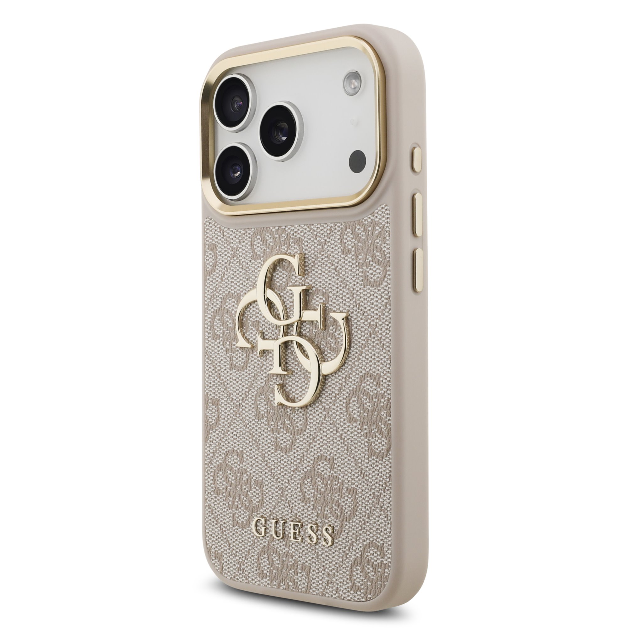 GUESS Калъф Apple iPhone 17 Pro, PU Leather 4G Metal Logo Gold Frame, розов - GUHCP17L4GMGCPI – снимка 2