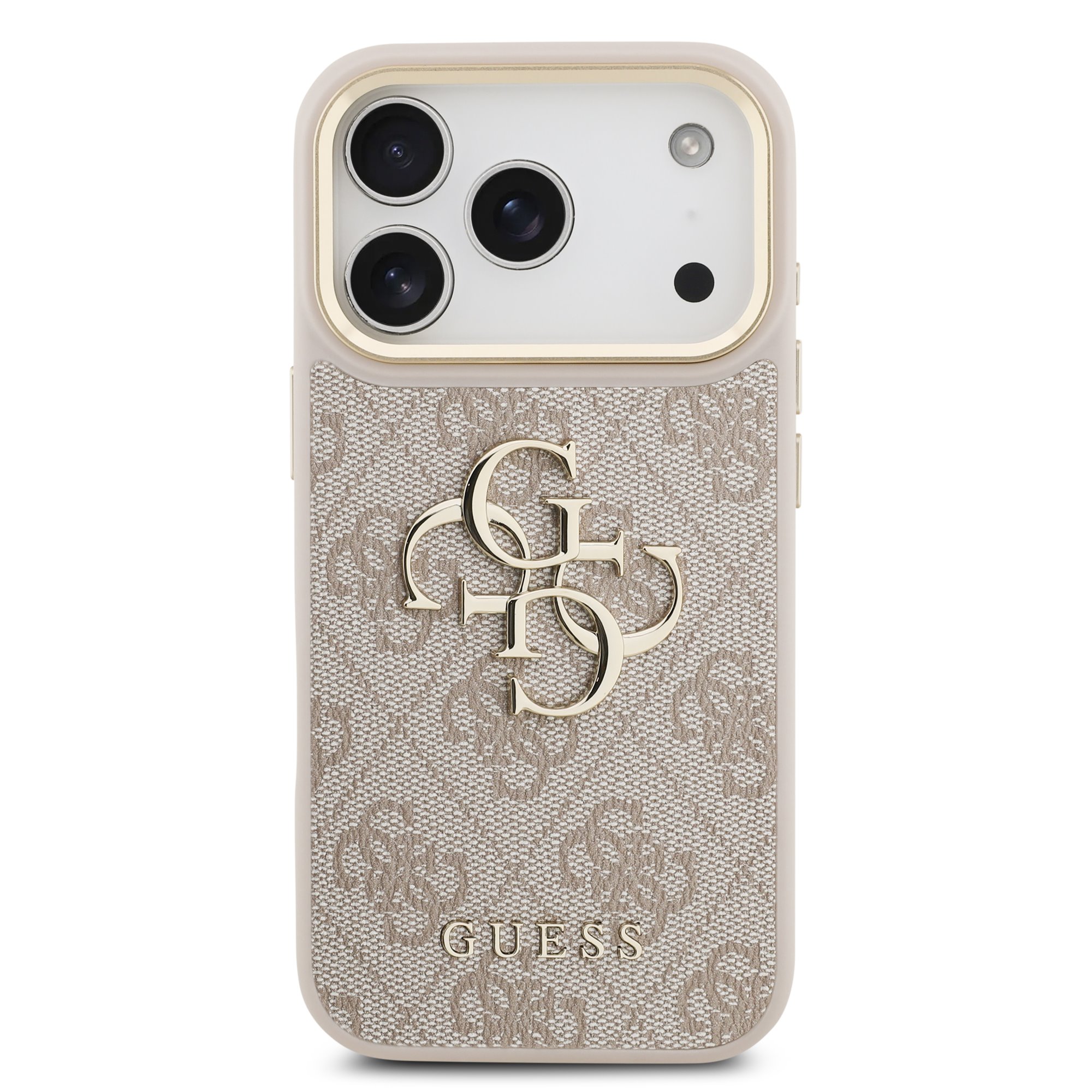 GUESS Калъф Apple iPhone 17 Pro, PU Leather 4G Metal Logo Gold Frame, розов - GUHCP17L4GMGCPI – снимка 3