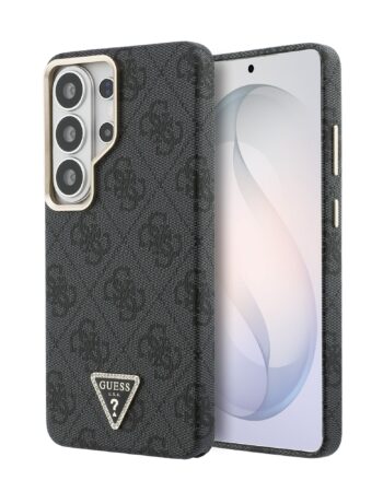 GUESS Калъф Samsung S26 Ultra, PU Leather 4G Strass Triangle Logo Gold Frame MagSafe, /черен/ - GUHMS26LP4GTDGMK
