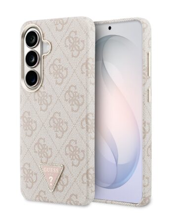 GUESS Калъф Samsung S26, PU Leather 4G Strass Triangle Logo Gold Frame MagSafe, /розов/ - GUHMS26SP4GTDGMP