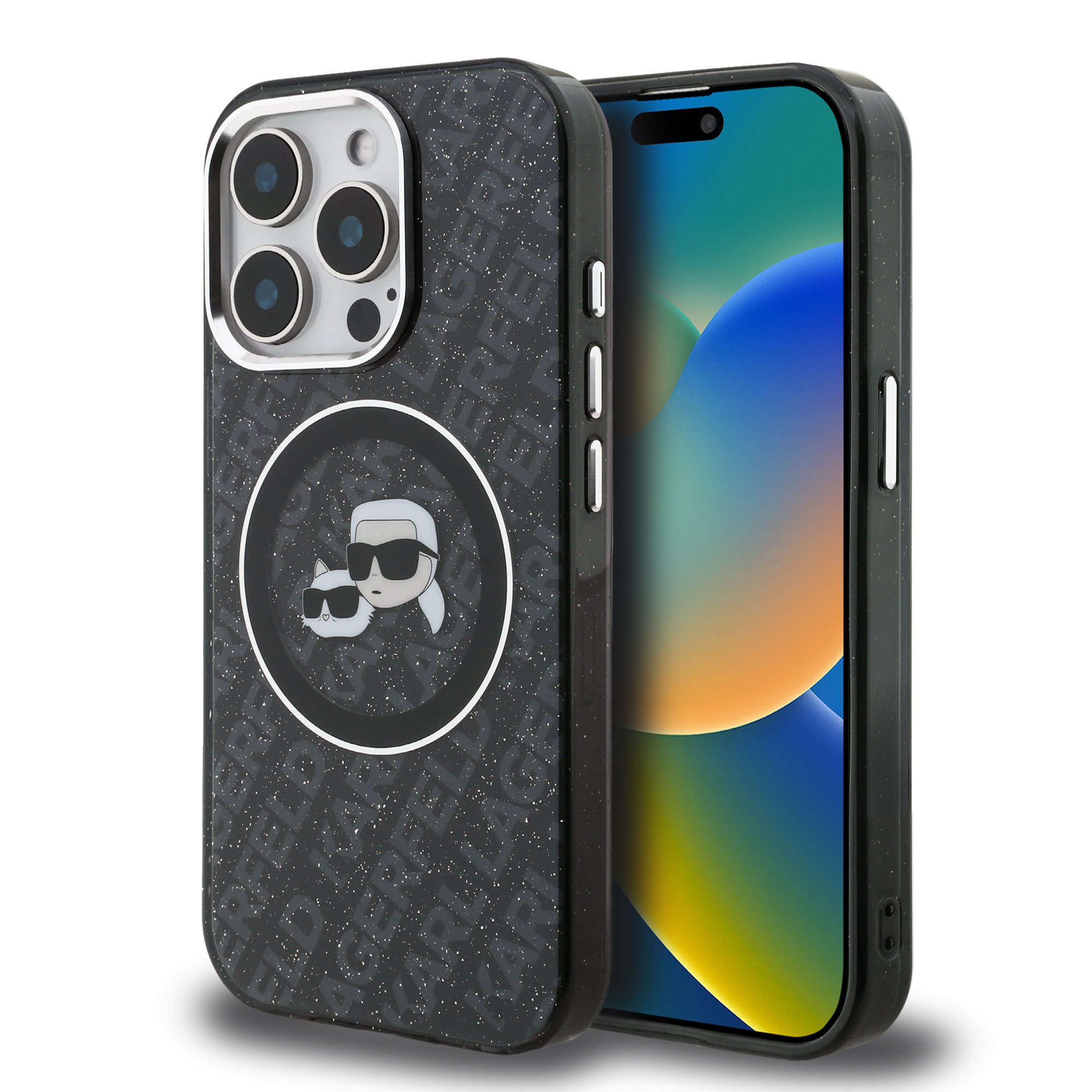 Karl Lagerfeld Калъф Apple iPhone 15 Pro, IML K/C Heads Repeated Logo MagSafe /черен/ - KLHMP15LHMKBKCHK
