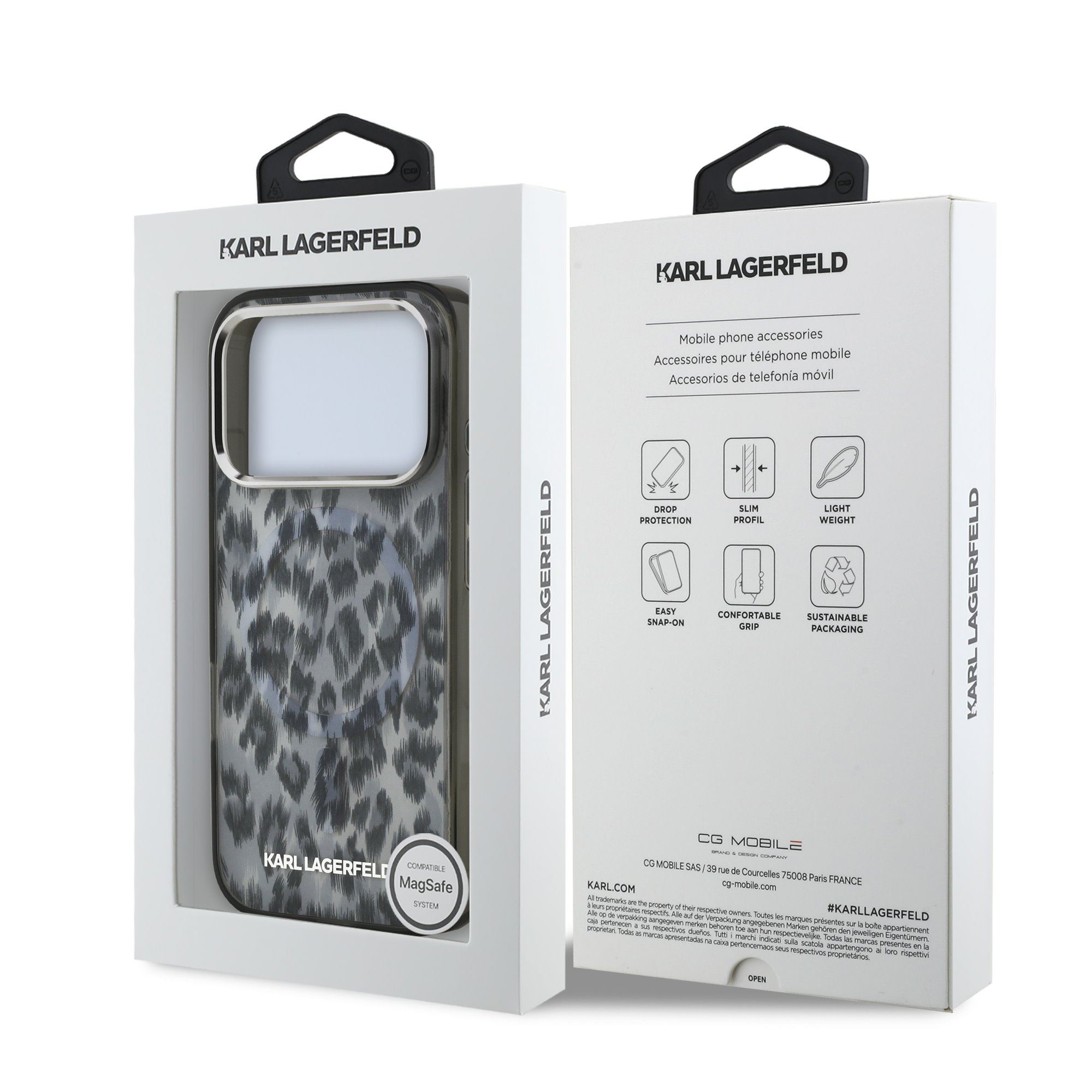 Karl Lagerfeld Калъф Apple iPhone 17 Pro Max, IML Leopard MagSafe /сив/ - KLHMP17XHDLEOICK – снимка 2