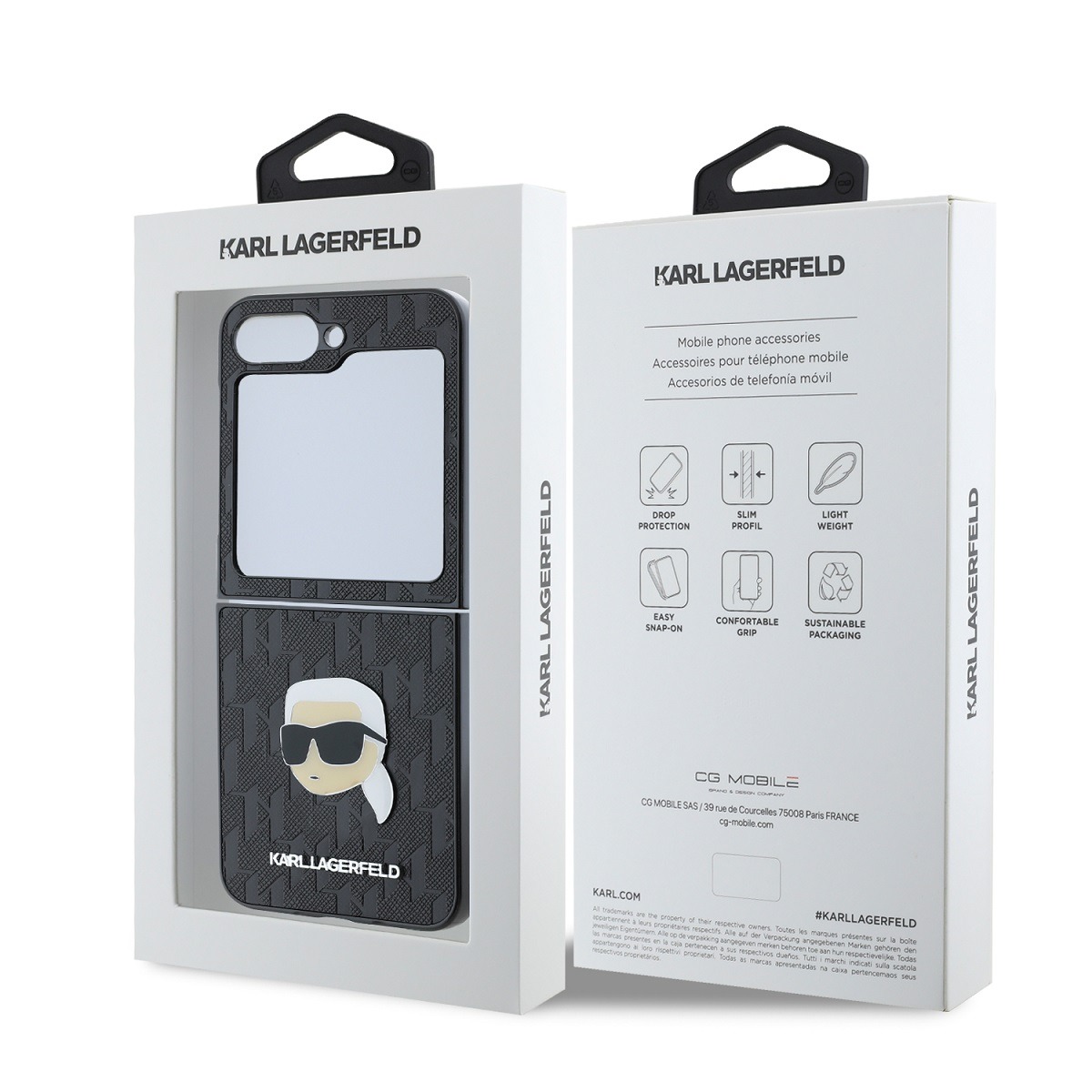 Karl Lagerfeld Калъф Samsung Z Flip 6/ Z Flip 7 FE, PU Saffiano Monogram Karl Head /черен/ - KLHCZF6PGKSKIHK – снимка 2