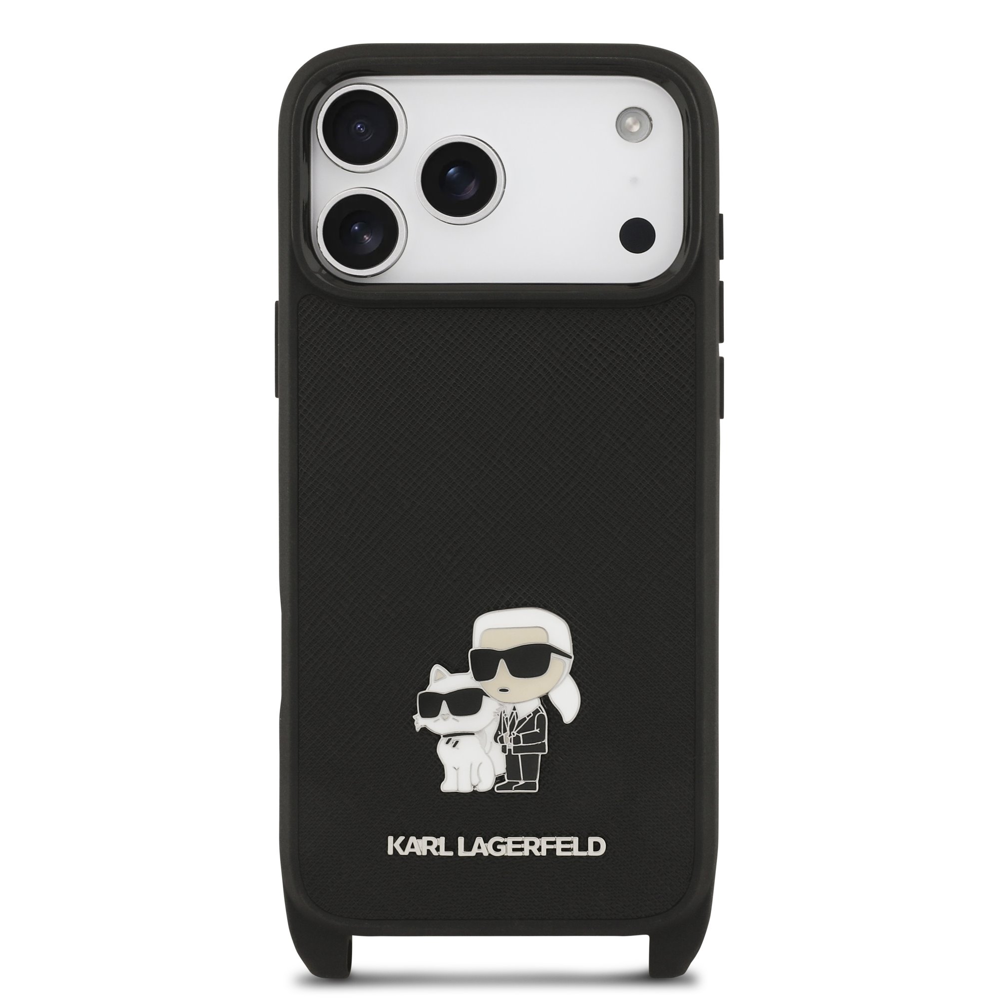 Karl Lagerfeld Калъф Apple iPhone 17 Pro, Saffiano Metal K/C + Crossbody Strap /черен/ - KLHCP17LSAKCPBK – снимка 3