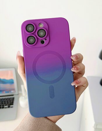 Преливащ Кейс MagSafe протект на камера iPhone 14 Pro Max - Лилав/Син