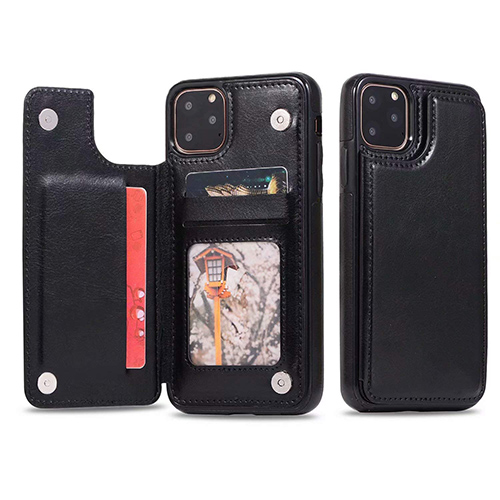 Samsung S20 Ultra / Case портфейл със слотове за кредитни карти, кожен, магнитно закопчаване - Черен
