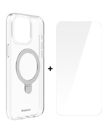 BASEUS Калъф + Стъклен протектор Sky Ring MagSafe Apple iPhone 15 Pro, P60161002201-00 /прозрачен/