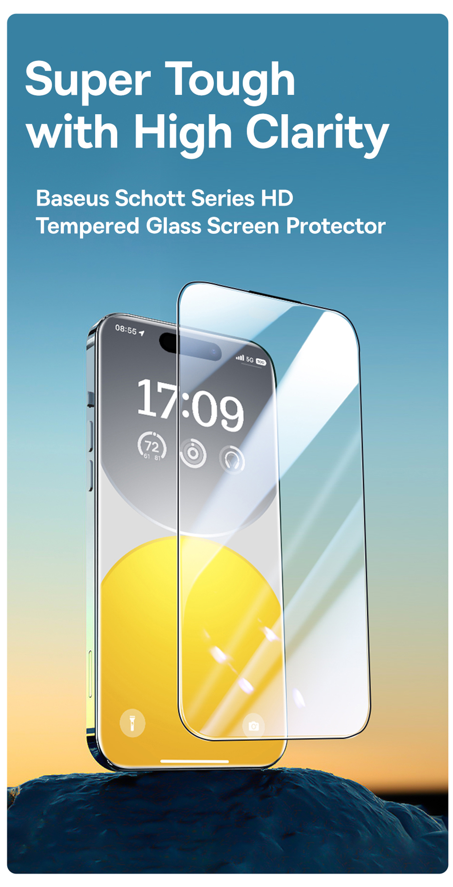 BASEUS Tempered Glass Schott Series PRIVACY Apple iPhone 15 Pro Max, Easy-fix, P60015409201-03 – снимка 3