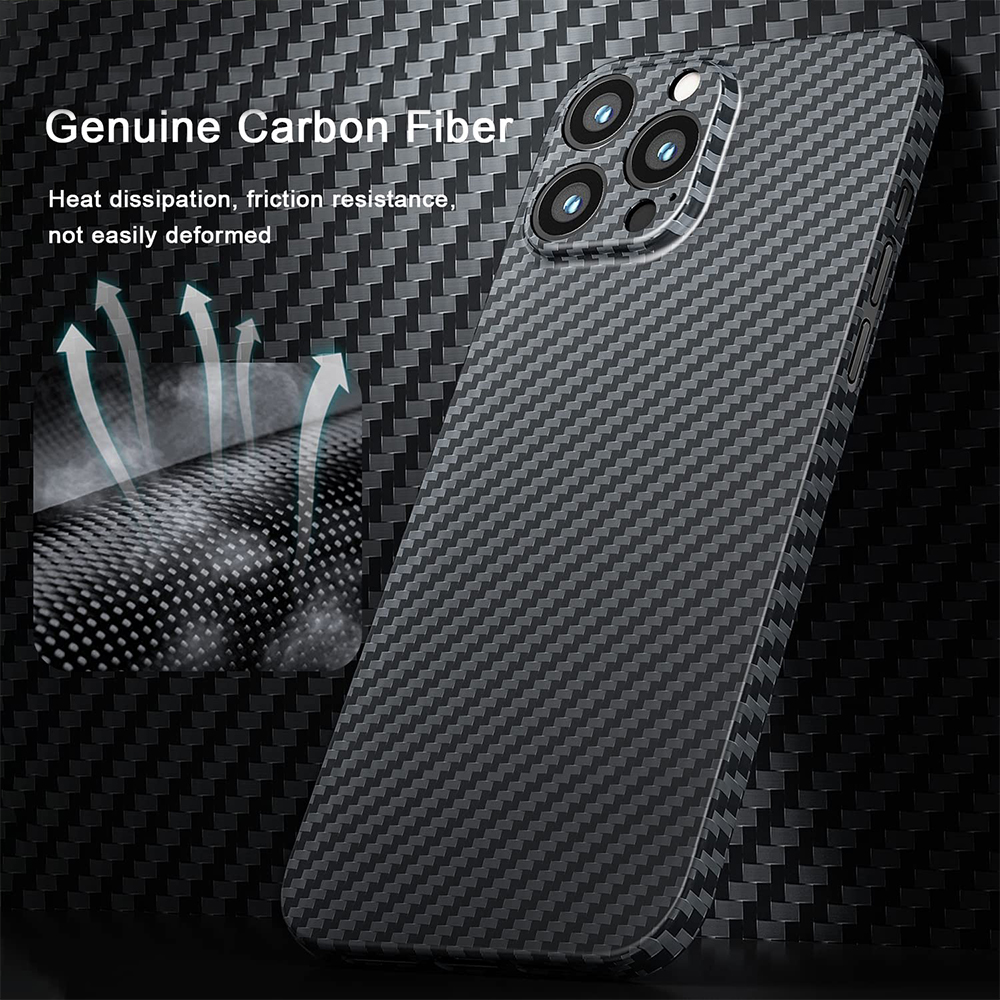 Калъф Genuine Carbon Apple iPhone 14 /черен, с отоврена камера/ – снимка 4
