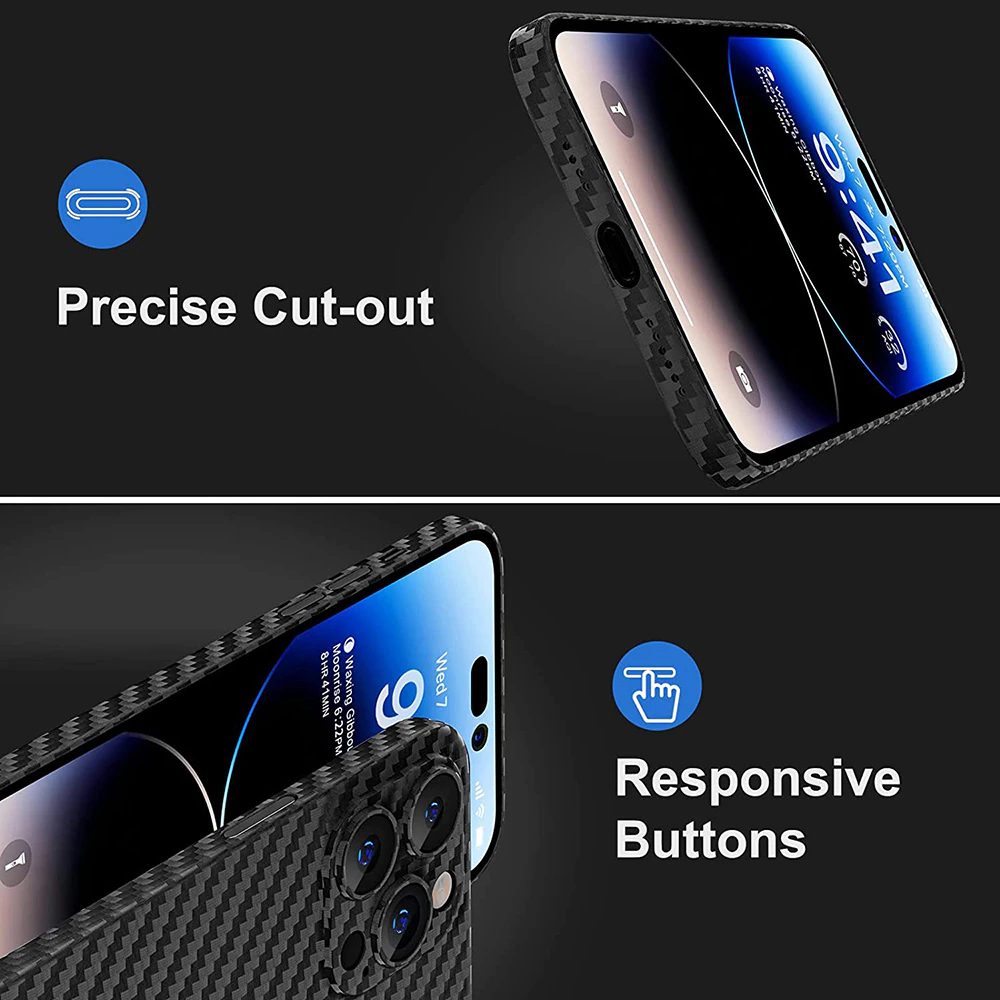 Калъф Genuine Carbon Apple iPhone 14 /черен, с отоврена камера/ – снимка 5