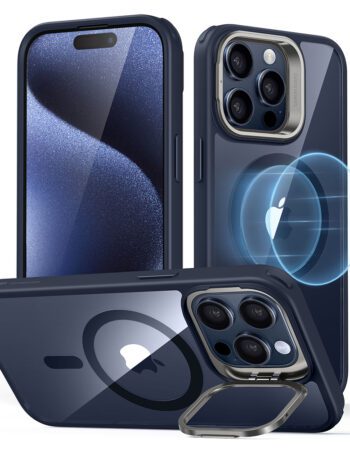 ESR Калъф Classic Hybrid със стойка iPhone 15 Pro, MagSafe /прозрачно + тъмно синьо/