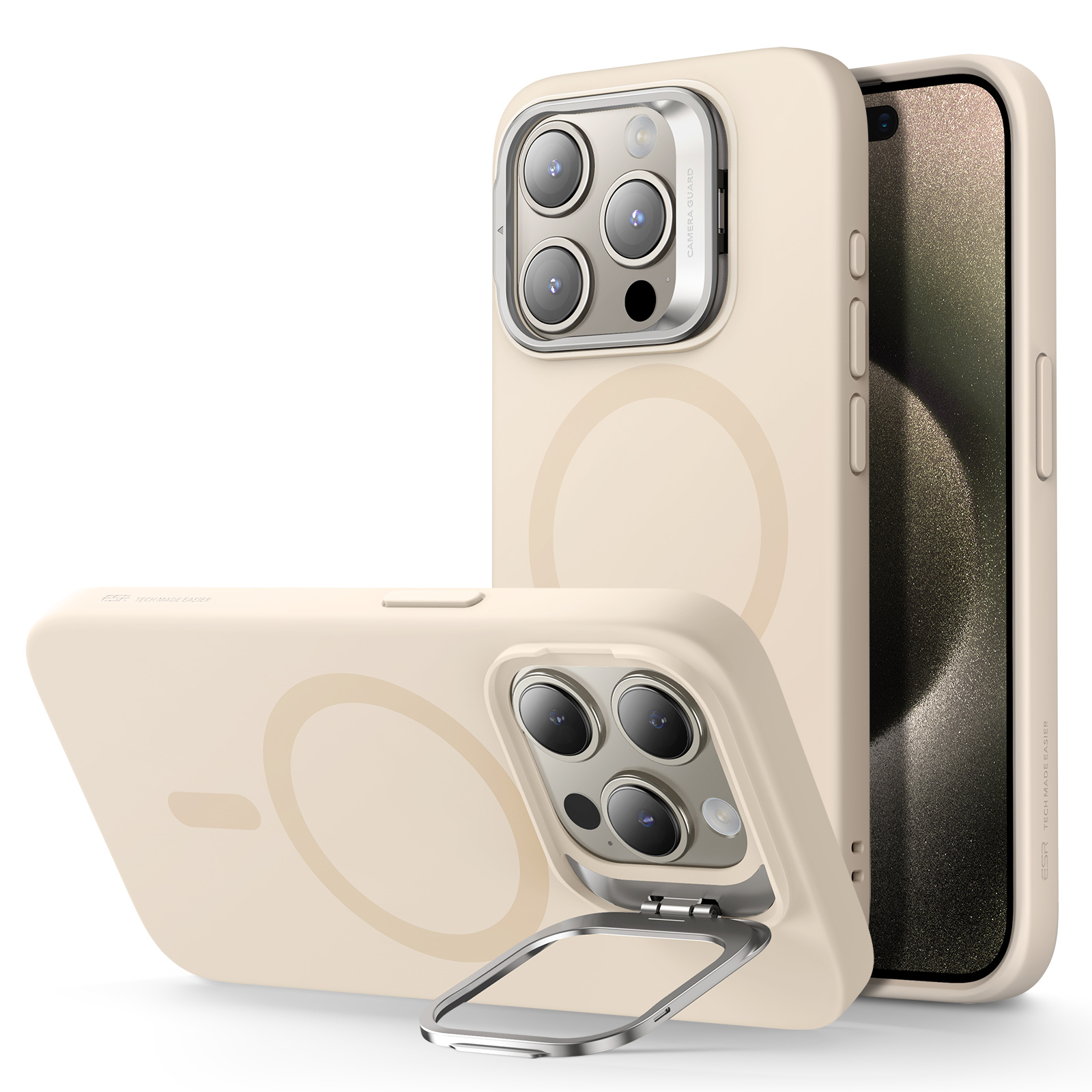 ESR Калъф Cloud Soft със стойка iPhone 15 Pro Max, MagSafe /телесен/