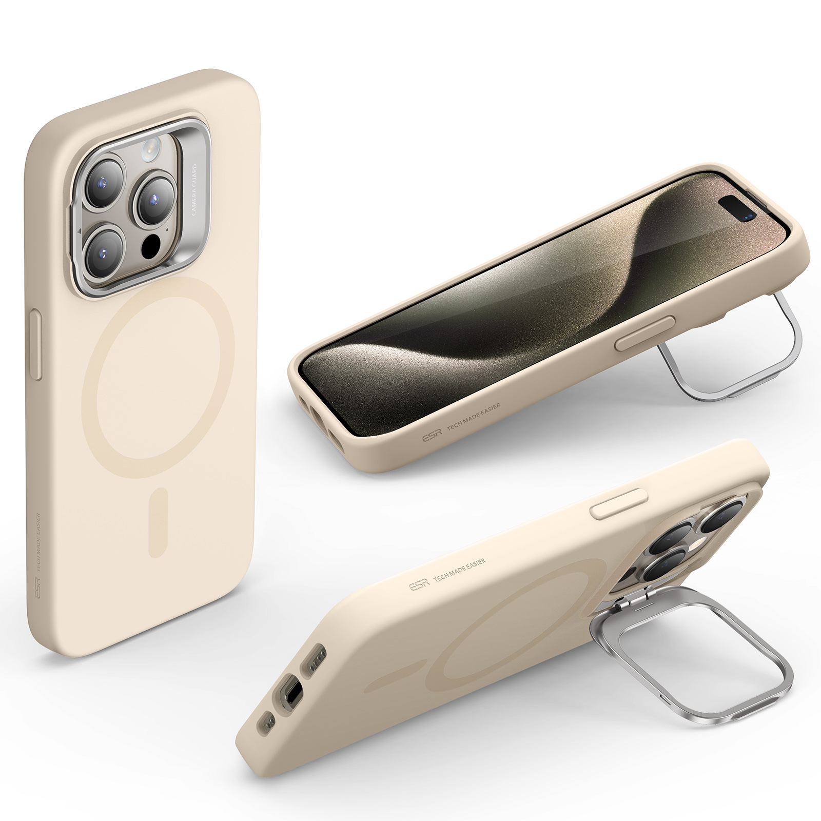 ESR Калъф Cloud Soft със стойка iPhone 15 Pro Max, MagSafe /телесен/ – снимка 2
